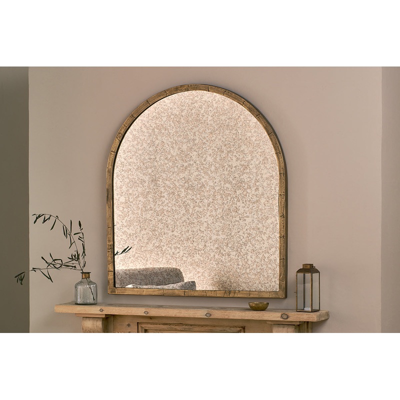 Murwara Antique Glass Arched Mirror – Antique Brass