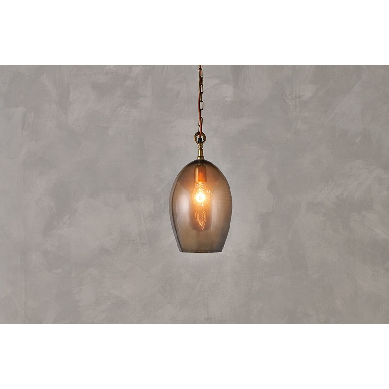 Otoro Recycled Glass Pendant – Smoke – Small Oval