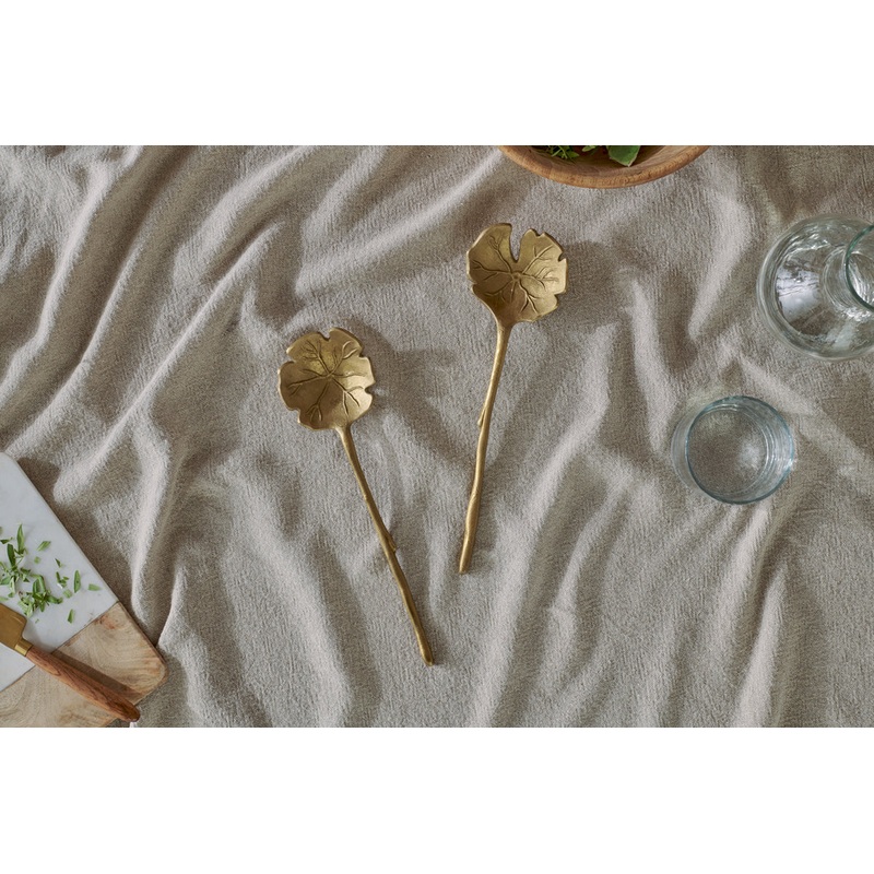 Prakriti Leaf Salad Servers – Brushed Gold (Set of 2)