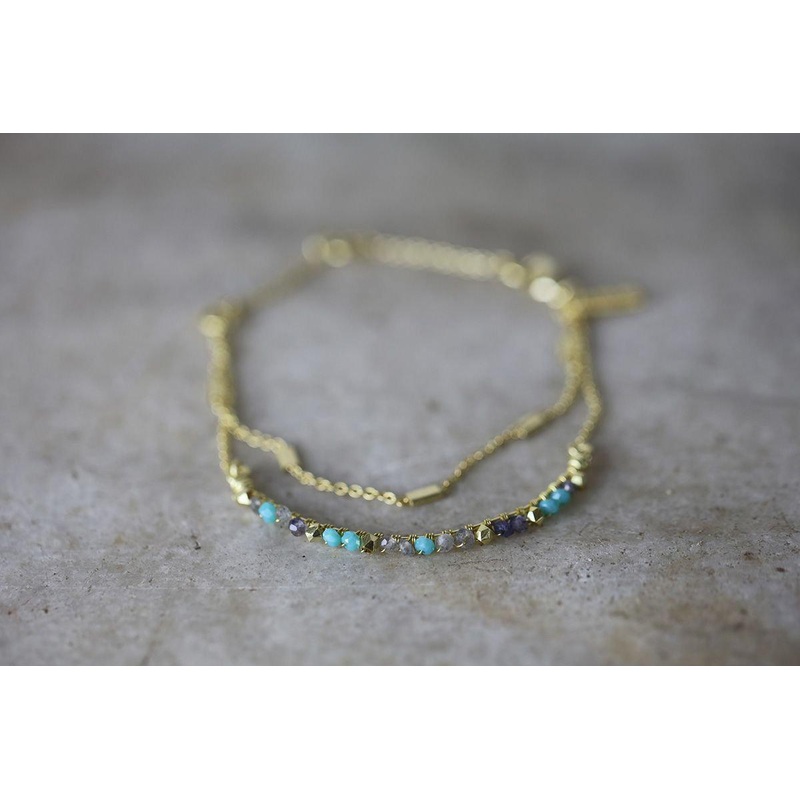 Aja Lolite, Labradorite And Chalcedony Bracelet