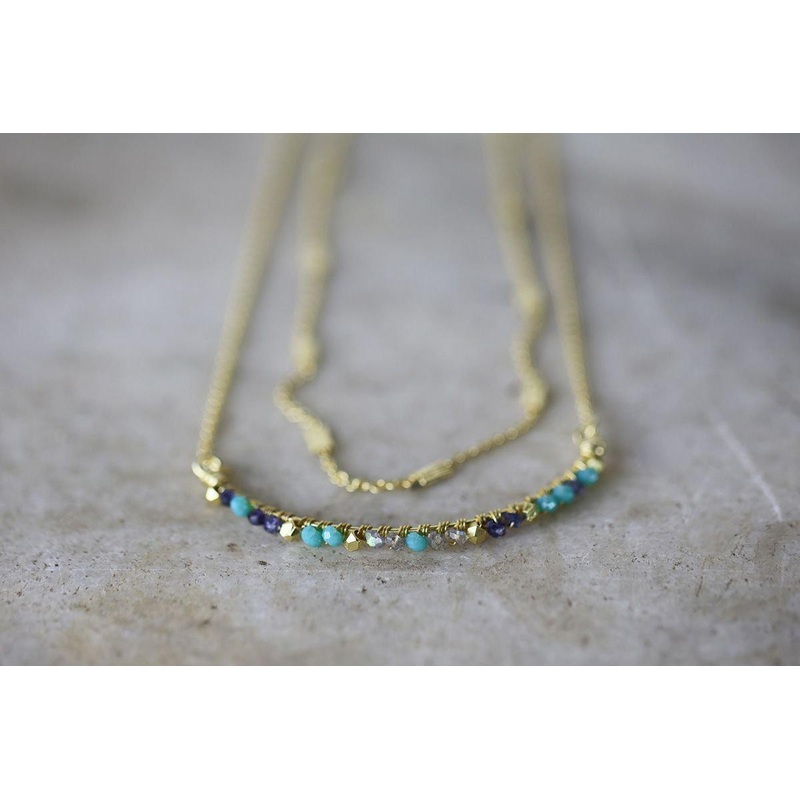 Aja Lolite, Labradorite And Chalcedony Necklace