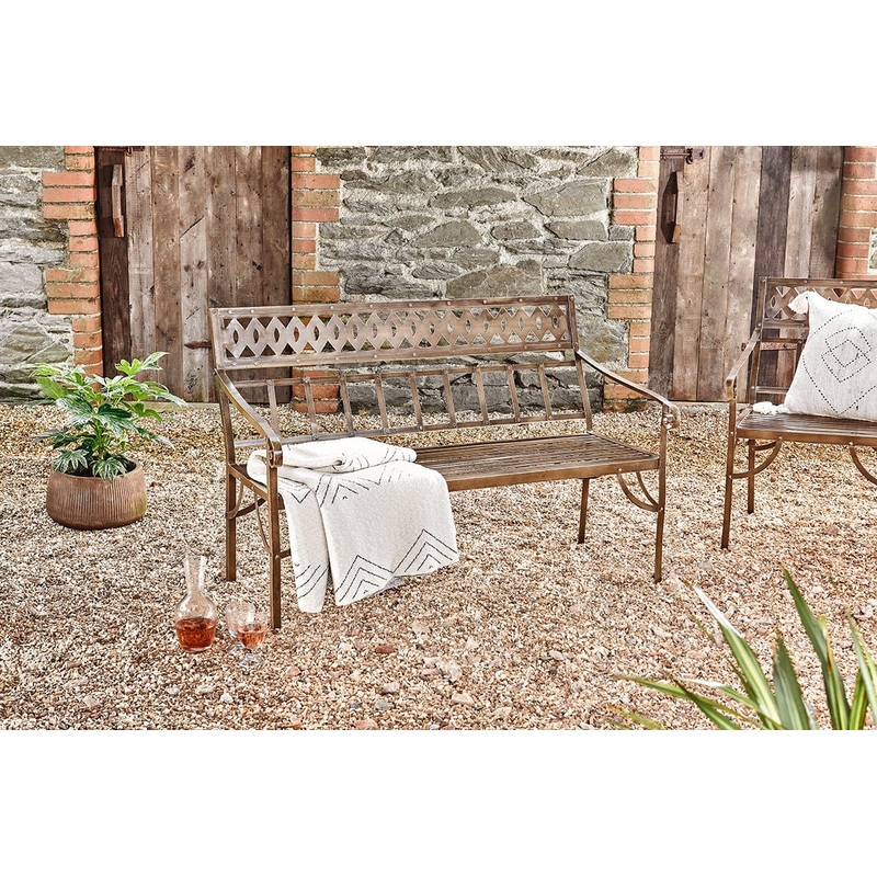 Bahula Decorative Iron Bench|Rust|One Size
