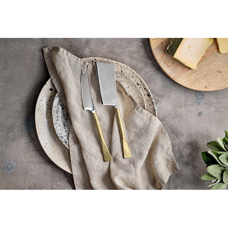 Ena Cheese Knife Set – Brushed Gold (Set of 2)