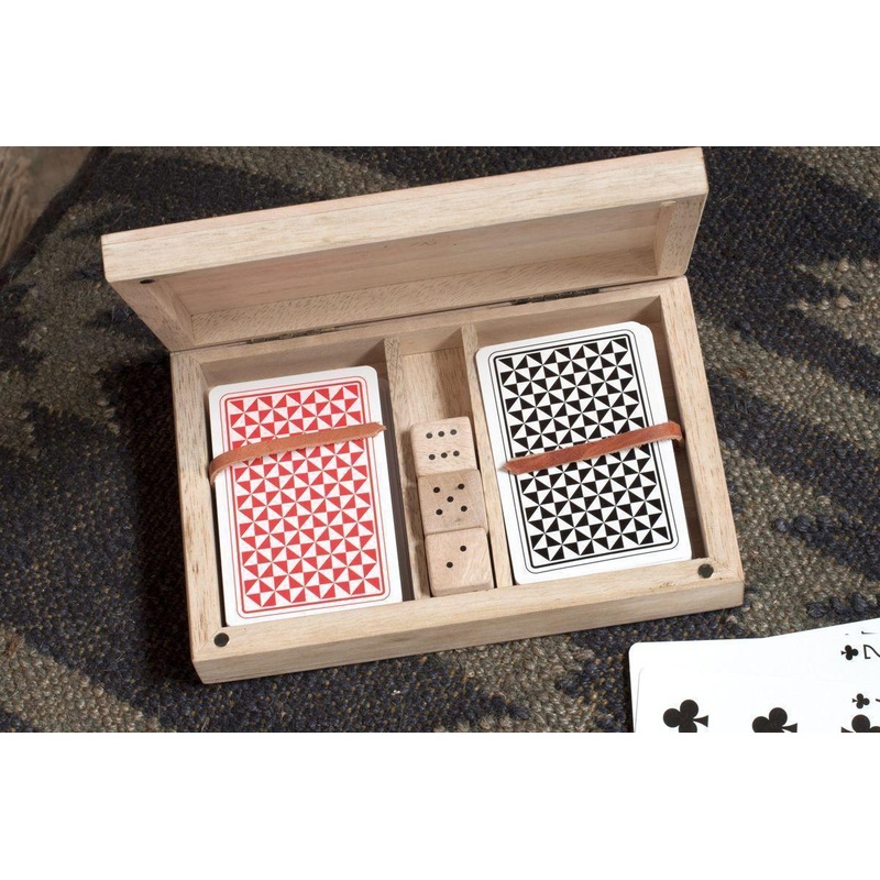 Mango Wood Card & Dice Set|Mango Wood|3.5 x 18 x 11.5cm