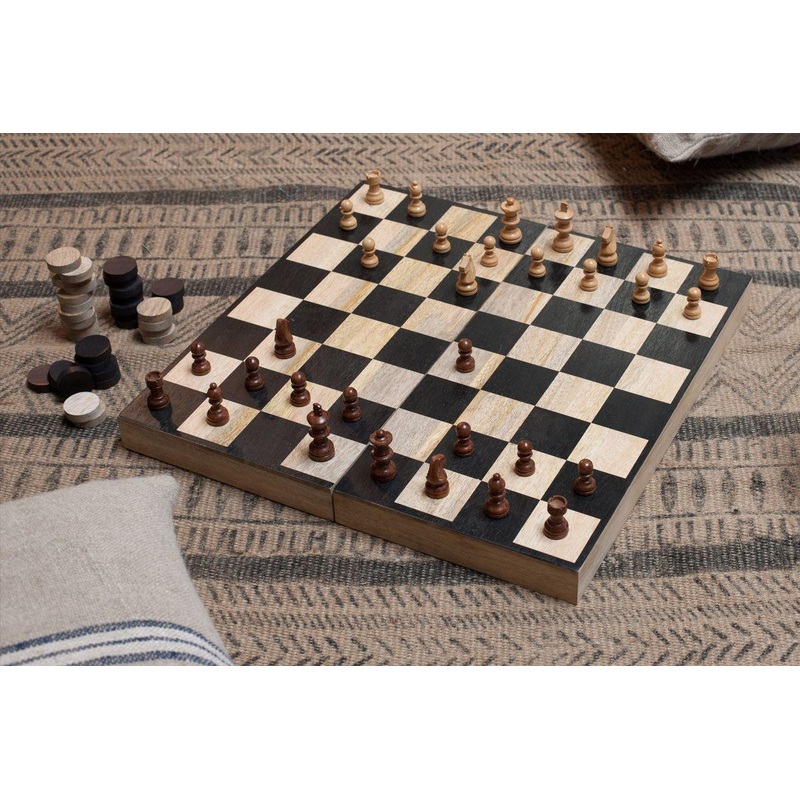 Mango Wood Chess & Draughts|Mango Wood|7 x 20 x 40cm
