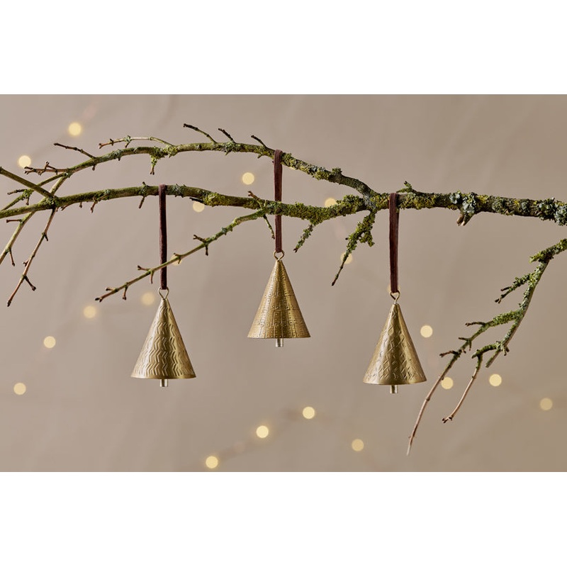 Manya Metal Bell Baubles – Brass – (Set of 3)