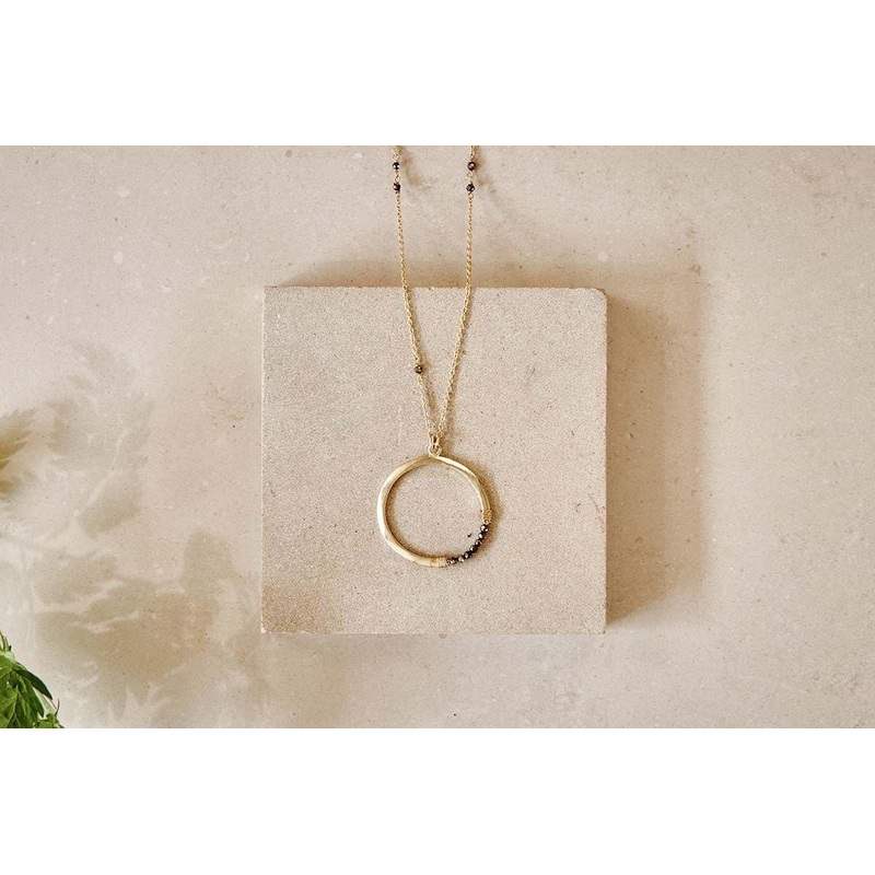 Obini Pyrite Necklace|Gold|Drop 37cm