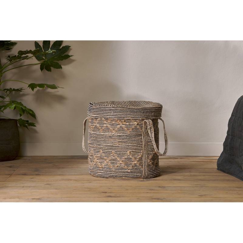 Padla Cotton & Jute Laundry Basket – Black & Natural