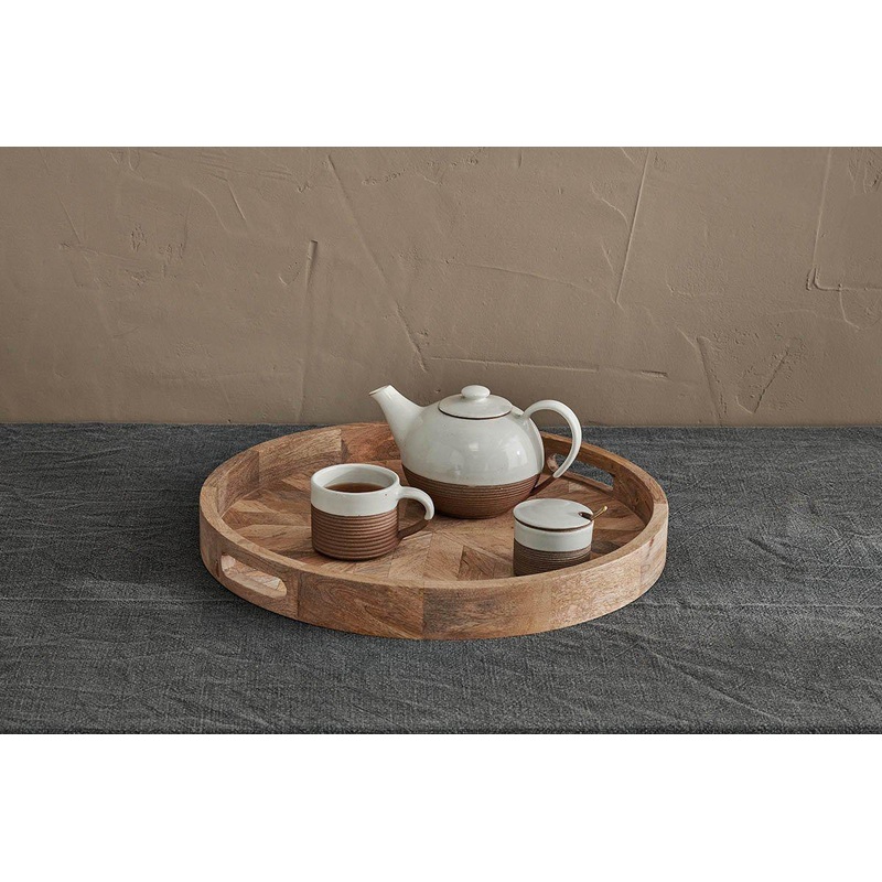 Pawi Mango Wood Tray Round|Natural|5 x 46cm (dia)