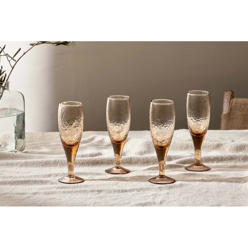 Yala Hammered Champagne Glass – Dusty Terracotta (Set of 4)
