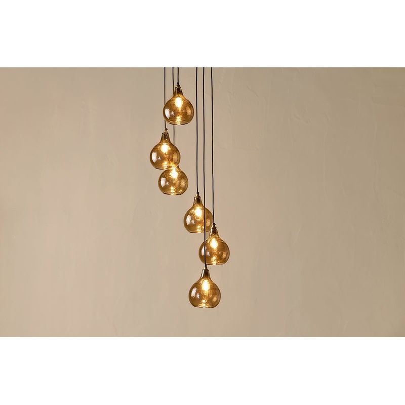 Ziva Statement Recycled Glass Cluster Pendant – Light Smoke Brown