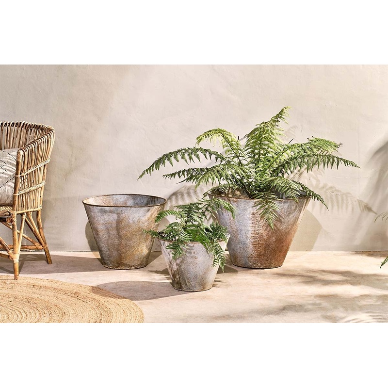 Abari Tapered Planter|Aged Zinc|Small|Medium|Large
