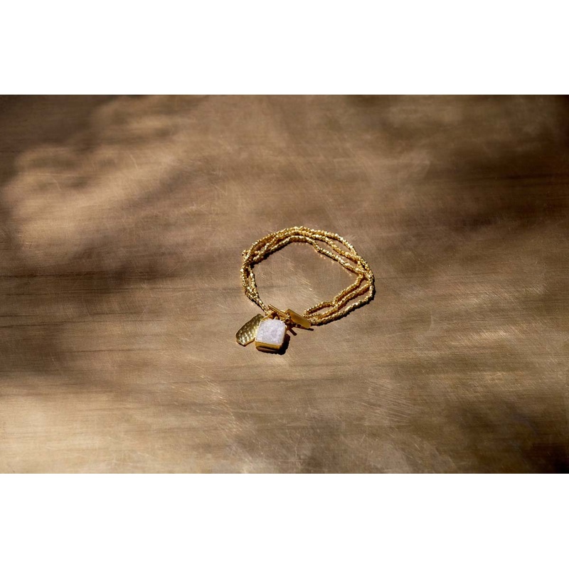 Asa Bracelet|Gold & Natural Druzy|One Size