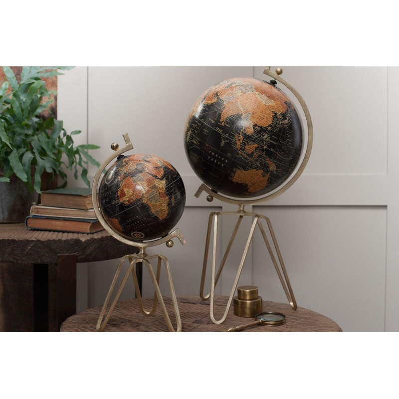 Ebu Decorative Globe|Antique Brass|Small 45 x 21cm (dia)|Large 64 x 32cm (dia)
