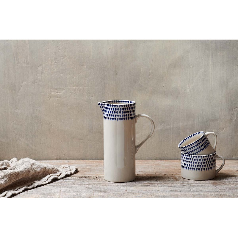 Indigo Drop Jug|Cream & Indigo|21.5 x 8.5cm (dia)