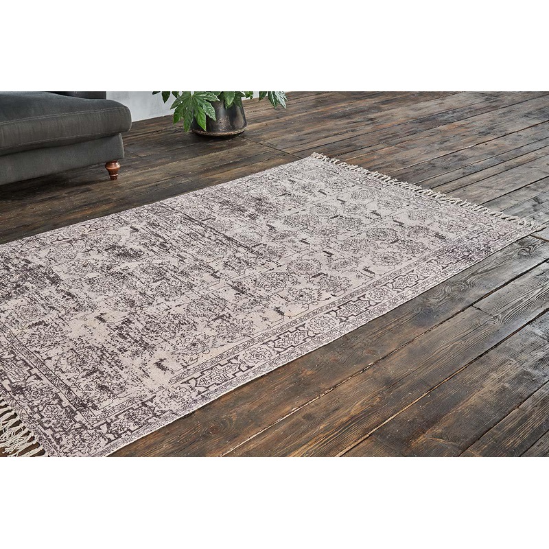 Iria Antique Print Rug|Faded Black & Natural|120 x 180cm|150 x 240cm