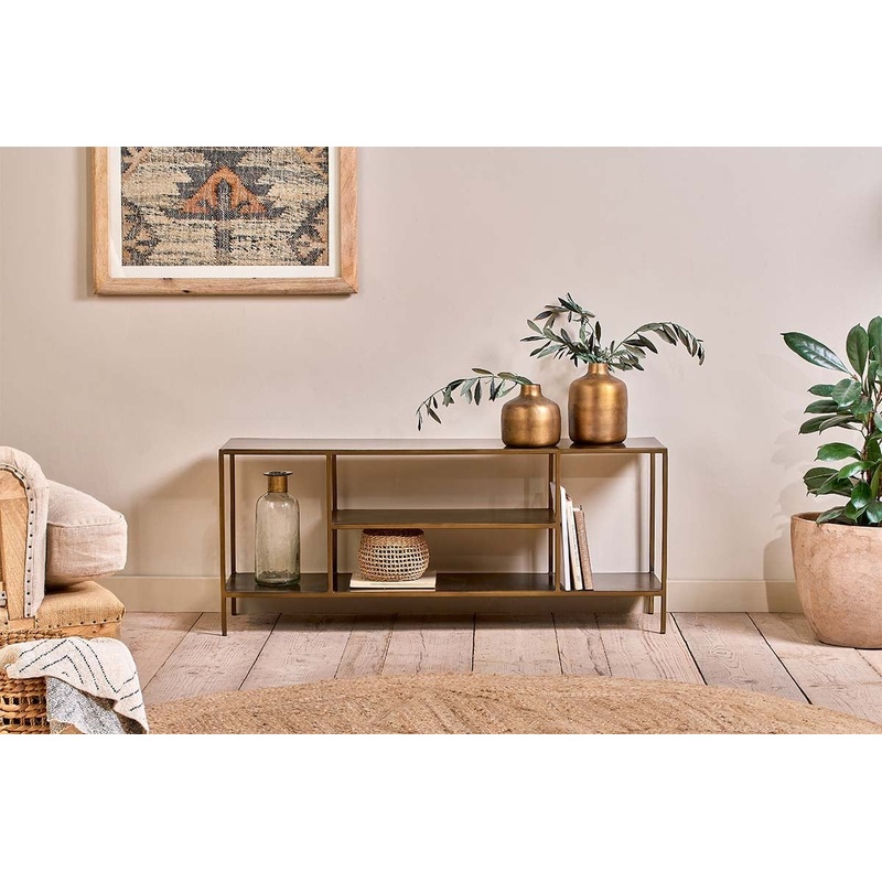 Mahi Media Standing Shelf|Brass|One Size