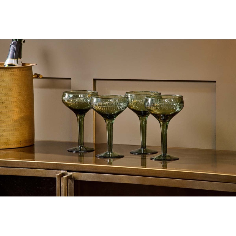 Mila Champagne Glass – Dark Emerald – (Set of 4)