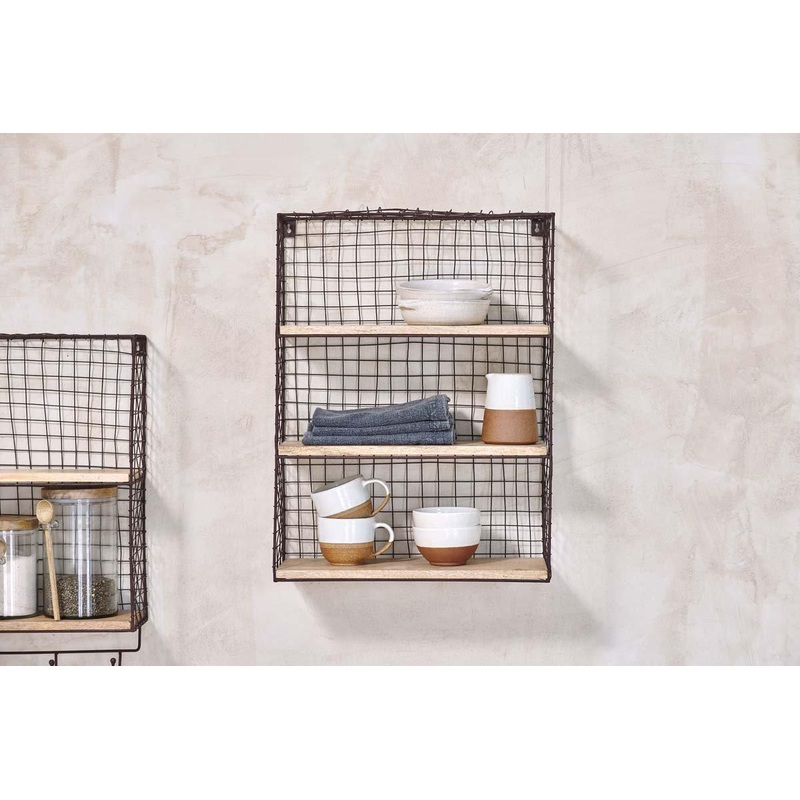 Tamba Wall Hung Shelf|Rust & Mango Wood|61 x 46 x 18cm