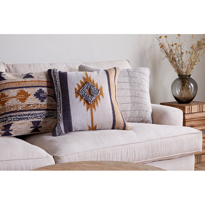 Tussi Mara Cushion Cover – Mustard & Grey