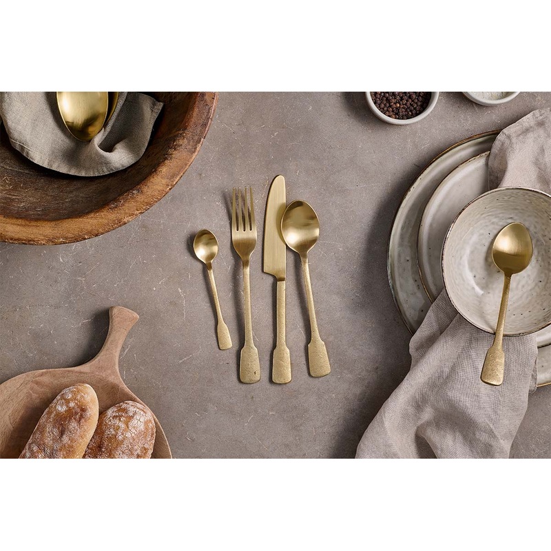 Veeta Cutlery Set – Brushed Gold (Set of 16)