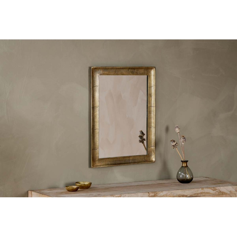 Yadur Rectangular Mirror – Antique Brass – Small