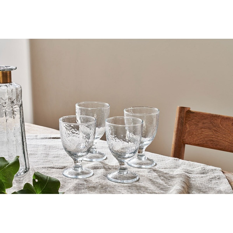 Yala Hammered Wine Glass – Clear Glass (Set of 4)
