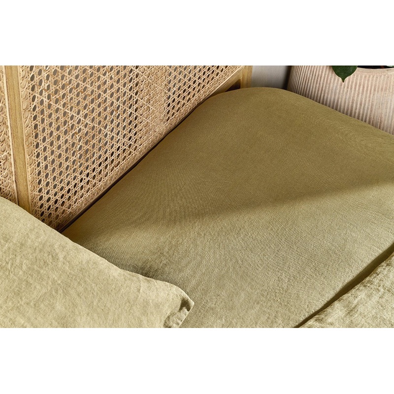 Adya Linen Fitted Sheet – Olive