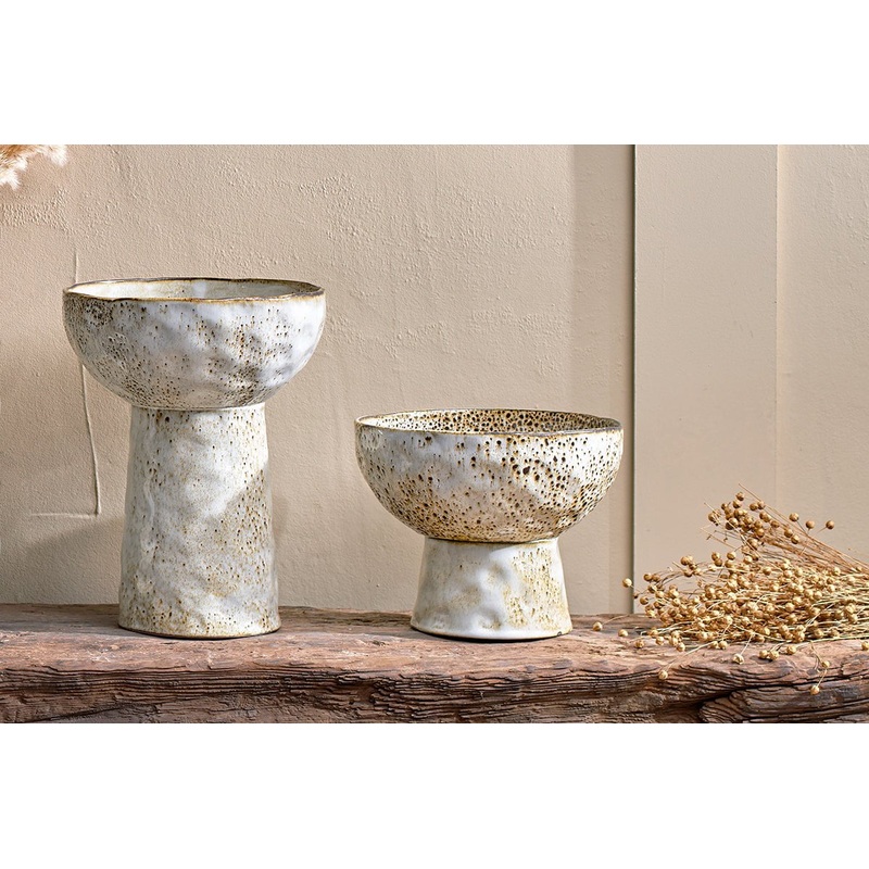 Anjuna Reactive Glaze Bowl|White|Small|Large