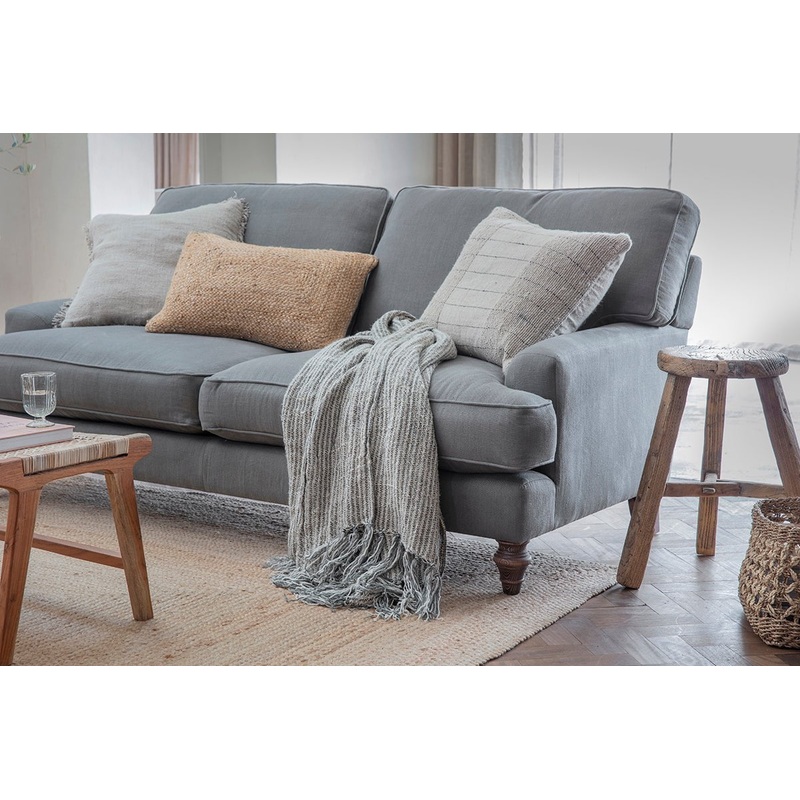 Gili Linen Throw|Dark Green & Natural|140 X 200 Cm