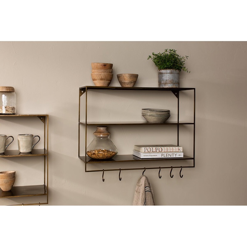 Meghana Iron Shelf With Hooks – Wide