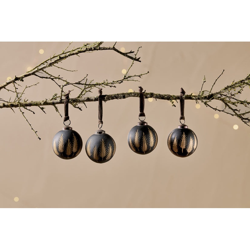 Nalguna Baubles – (Set of 4)|Black & Brass|Set of 4