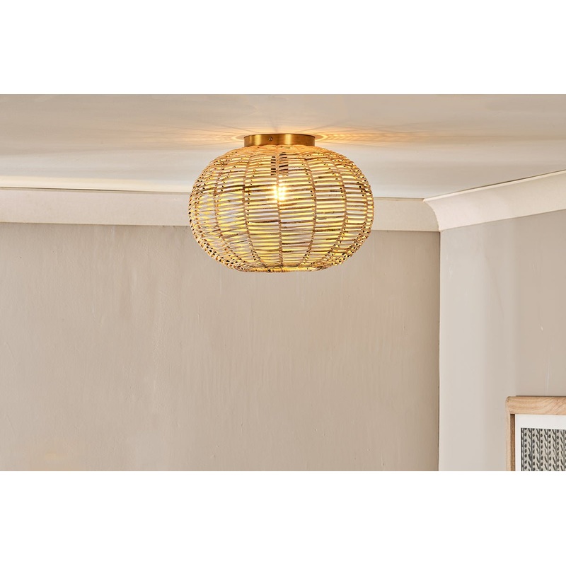 Noko Rattan Flush Ceiling Light