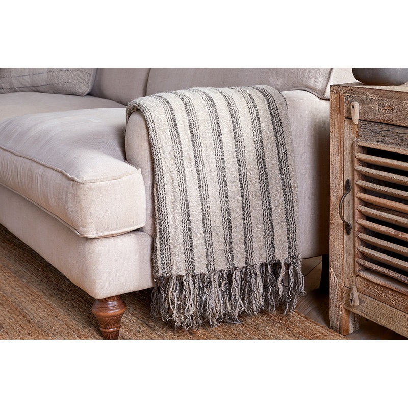 Odisha Linen Throw|Charcoal & Natural|140 X 200 Cm