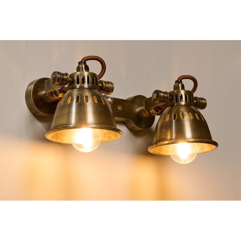 Tubu Brass Double Spot Light – Antique Brass