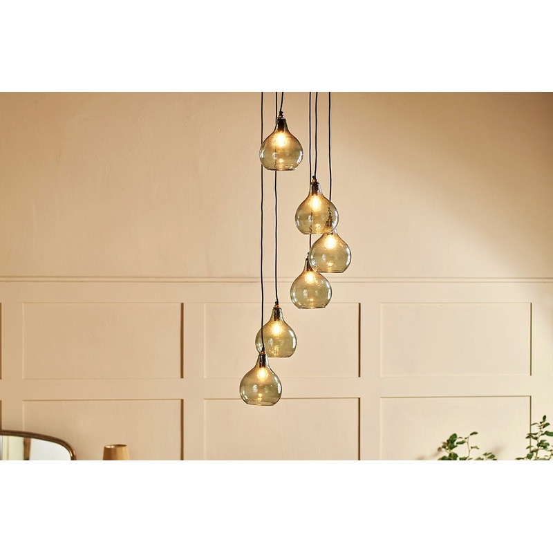 Ziva Statement Recycled Glass Cluster Pendant – Green Smoke