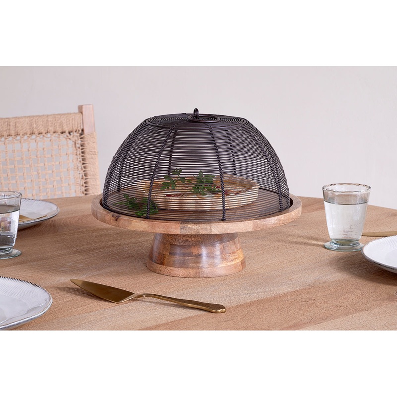 Inkollu Wire & Mango Wood Cake Stand – Aged Brass
