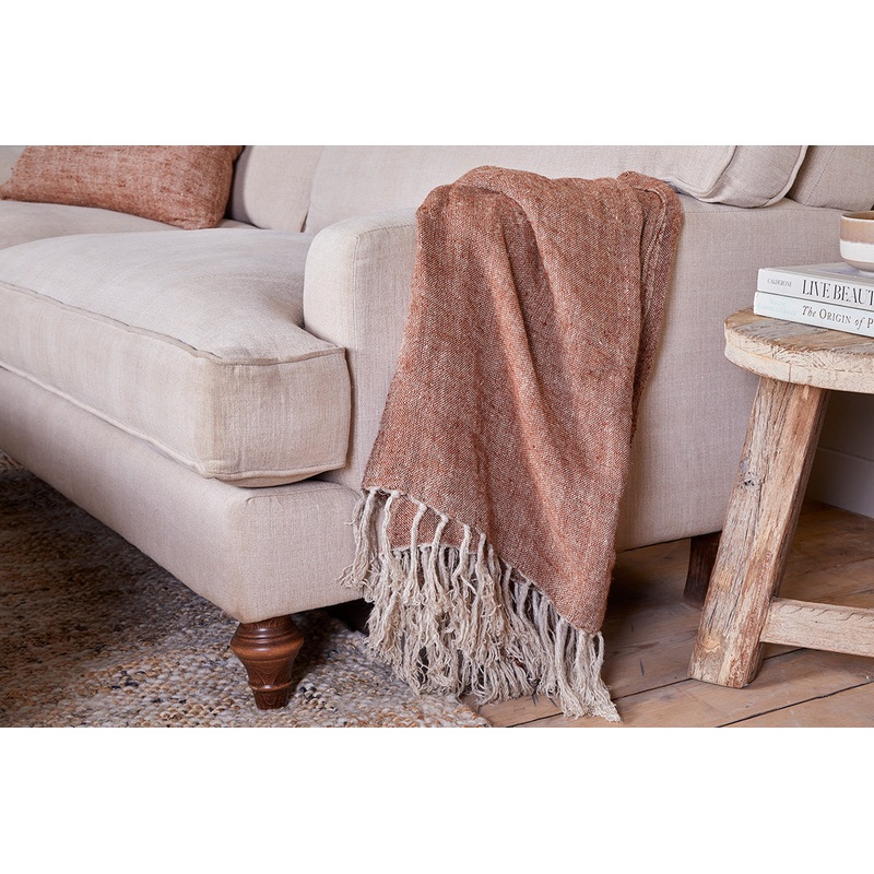 Kana Linen Throw – Rust|Rust|One Size