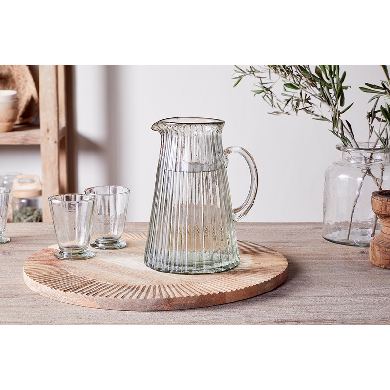 Minati Ribbed Glass Jug – Clear