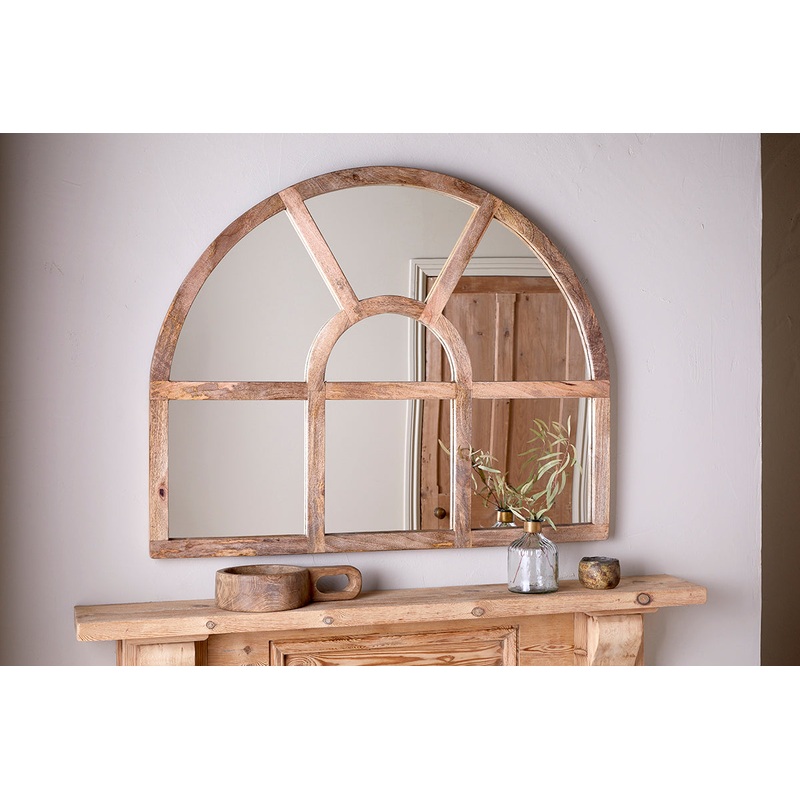 Sande Arched Mango Wood Mirror – Natural