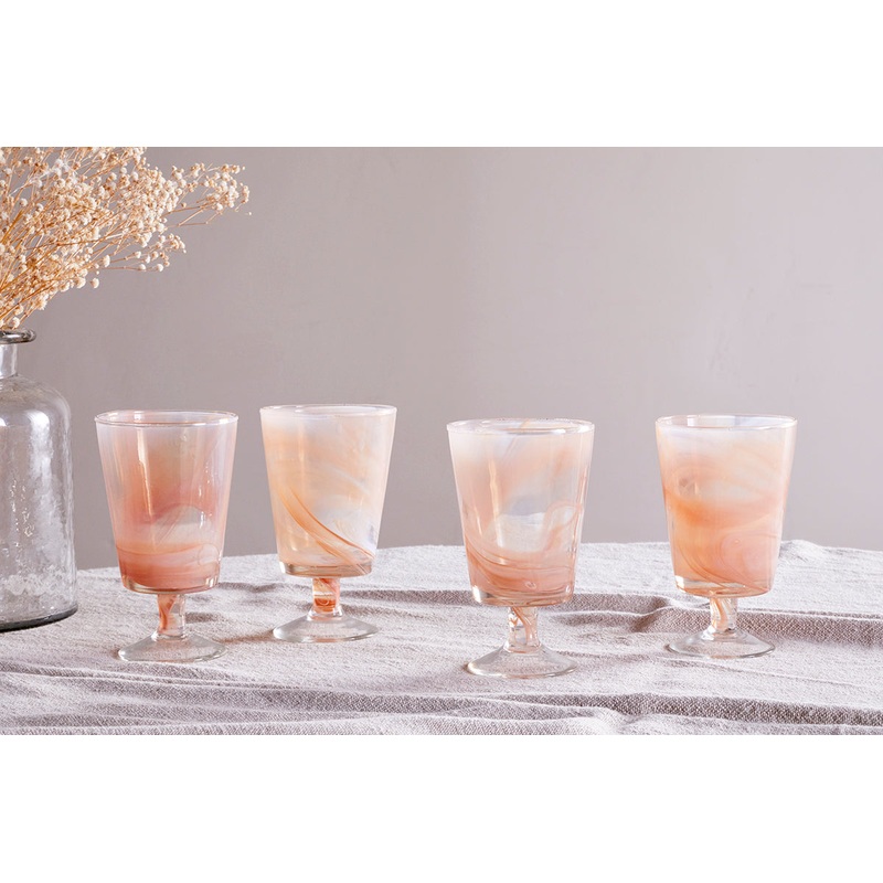 Shirali Marble Swirl Wine Glass – Apricot – (Set of 4)