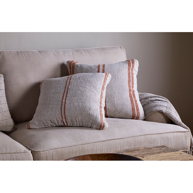 Tajana Linen Stripe Cushion Cover – Rust