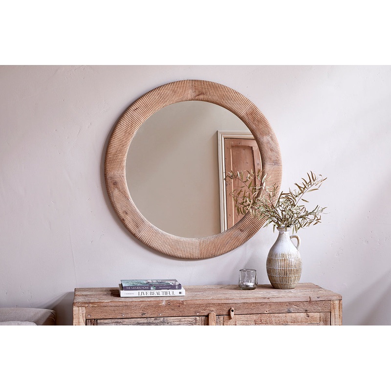 Vivan Grooved Wood Mirror – Natural