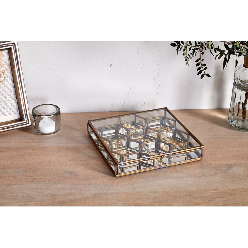 Bequai Honeycomb Box|Antique Brass|Small 3.5 x 20 x 21cm