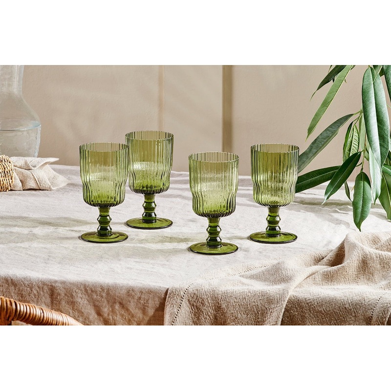 Fali Wine Glass – Olive – (Set of 4)