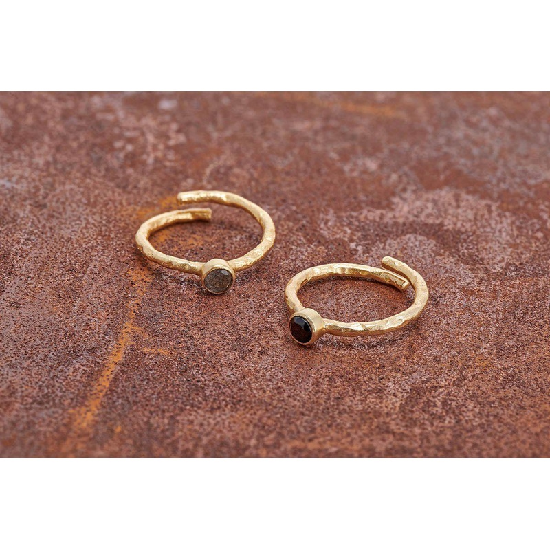 Kira Ring|Adjustable 2cm (dia)|Labradorite|Black Onyx