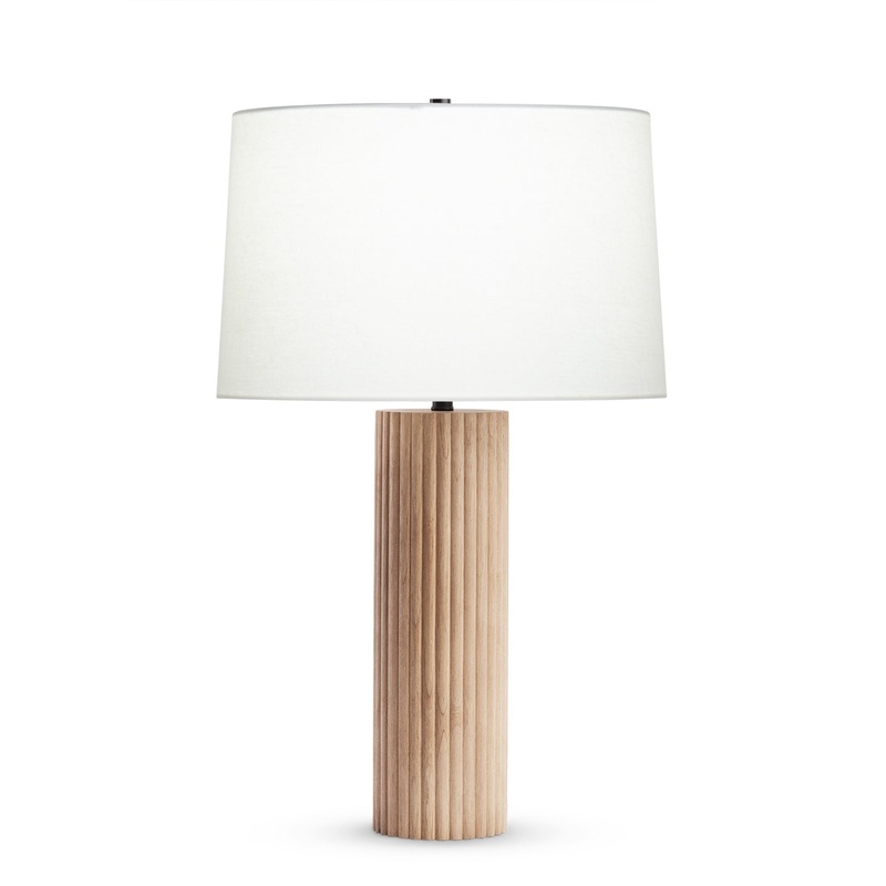 Reeded Table Lamp|Off-White Linen Shade|Off-White Cotton Shade|Off-White Linen Shade (Oval)