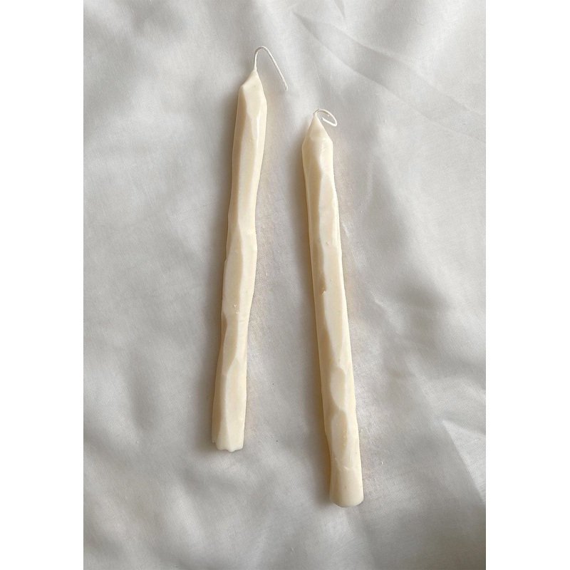 Hand Carved White Taper Candles (Set of 4)