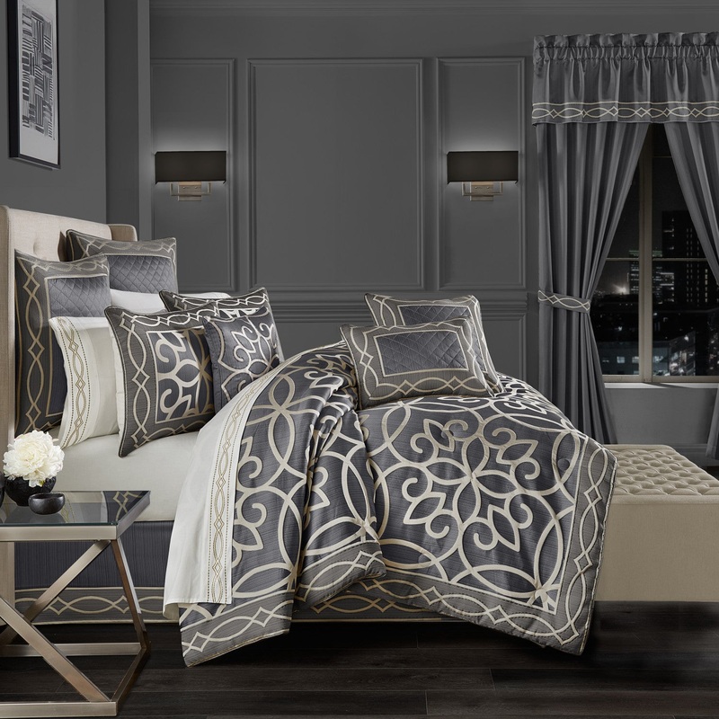 Deco Comforter Set|King 4Pc. Comforter Set|Queen 4Pc. Comforter Set|California King 4Pc. Comforter Set|Charcoal