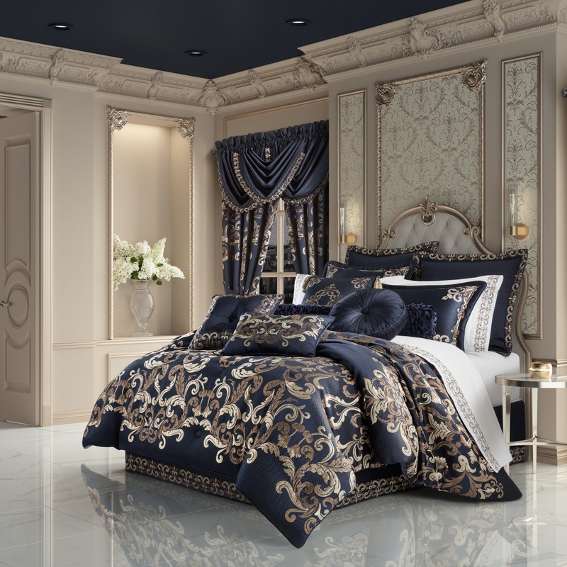Giardino Comforter Set|Queen 4Pc. Comforter Set|King 4Pc. Comforter Set|Royal Blue